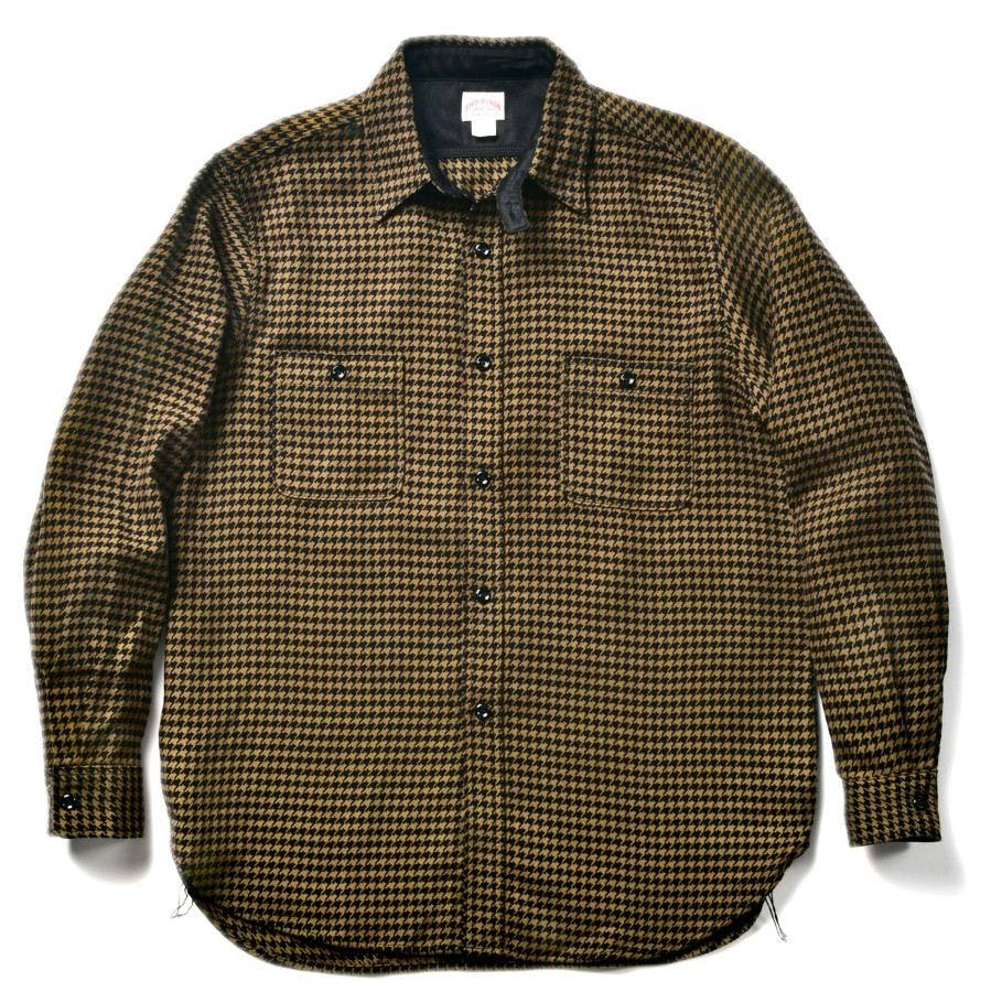 Joe McCoy 8Hu Houndstooth Flannel Shirt Mustard New