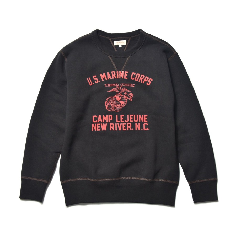 The Real McCoy's Military Print Sweatshirt / Usmc Camp Lejeune Black Clearance