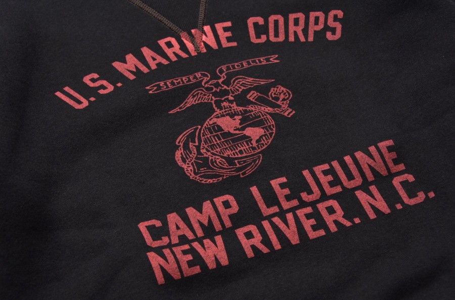 The Real McCoy's Military Print Sweatshirt / Usmc Camp Lejeune Black Clearance