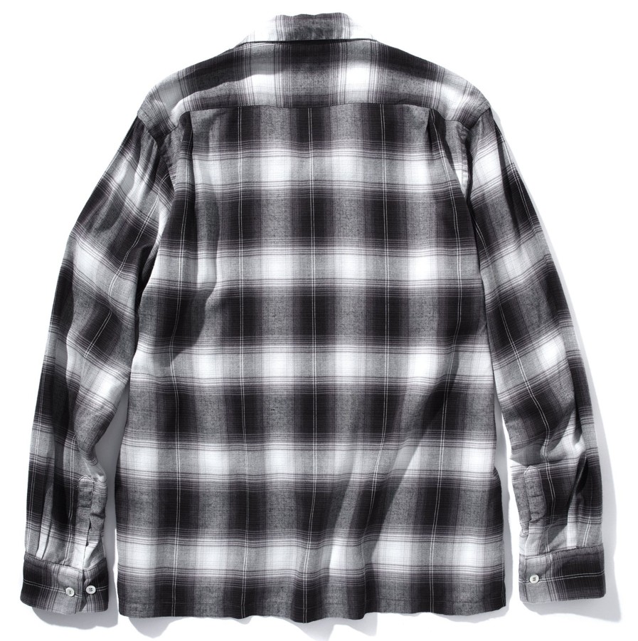 Joe McCoy Shadow Check Rayon Shirt Silver Grey Clearance