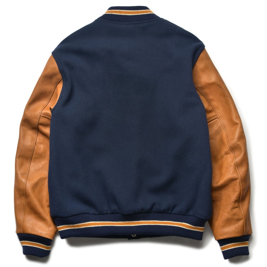 Joe McCoy Wool Varsity Jacket 124 Midnight Blue Clearance