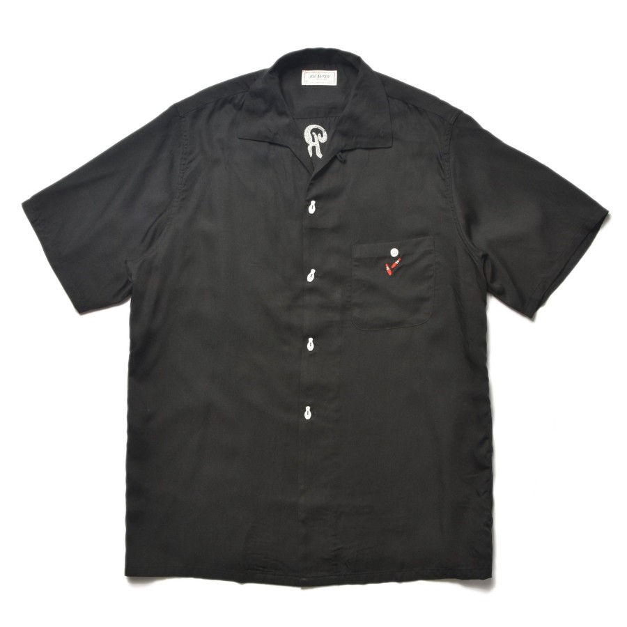 Joe McCoy Rayon Bowling Shirt / Jolly Roger 030 Black New