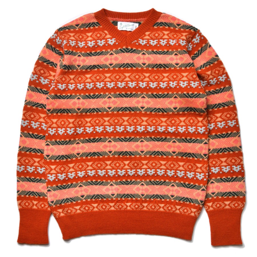 Joe McCoy Fair Isle Crew Neck Sweater 070 Orange Wholesale