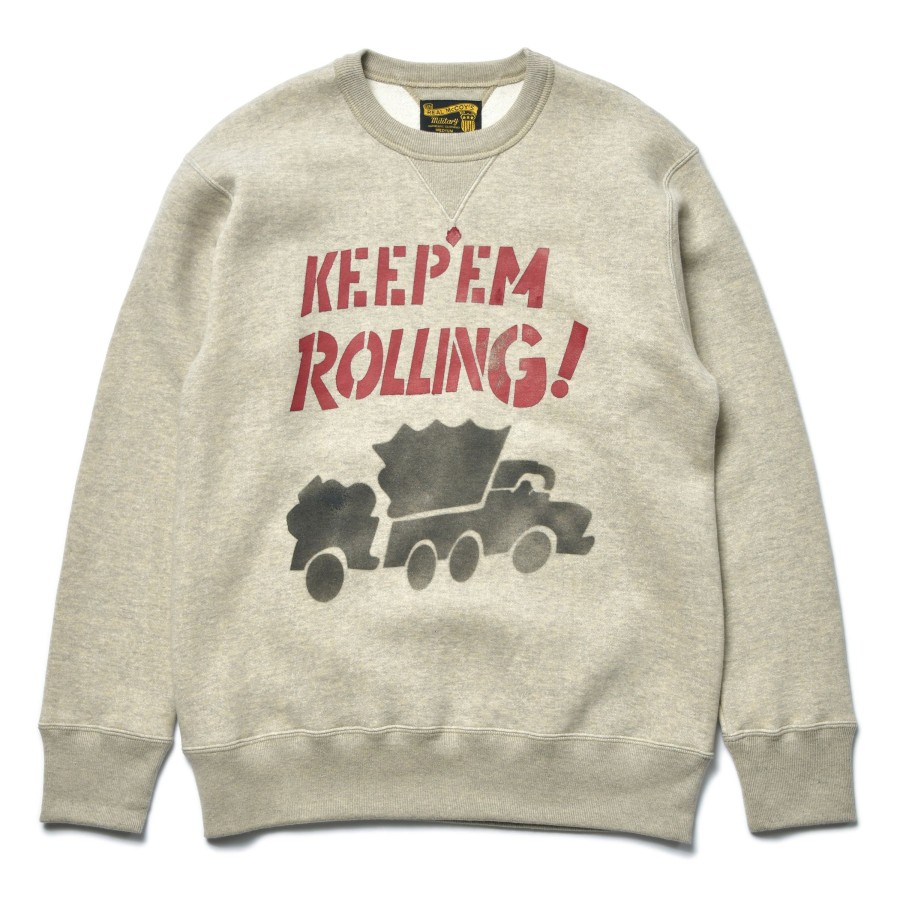 The Real McCoy's Military Print Sweatshirt / Red Ball Highway 013 Oatmeal Hot