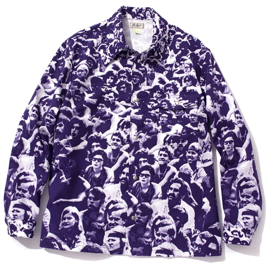 Joe McCoy Woodstock Print Shirt Purple Wholesale