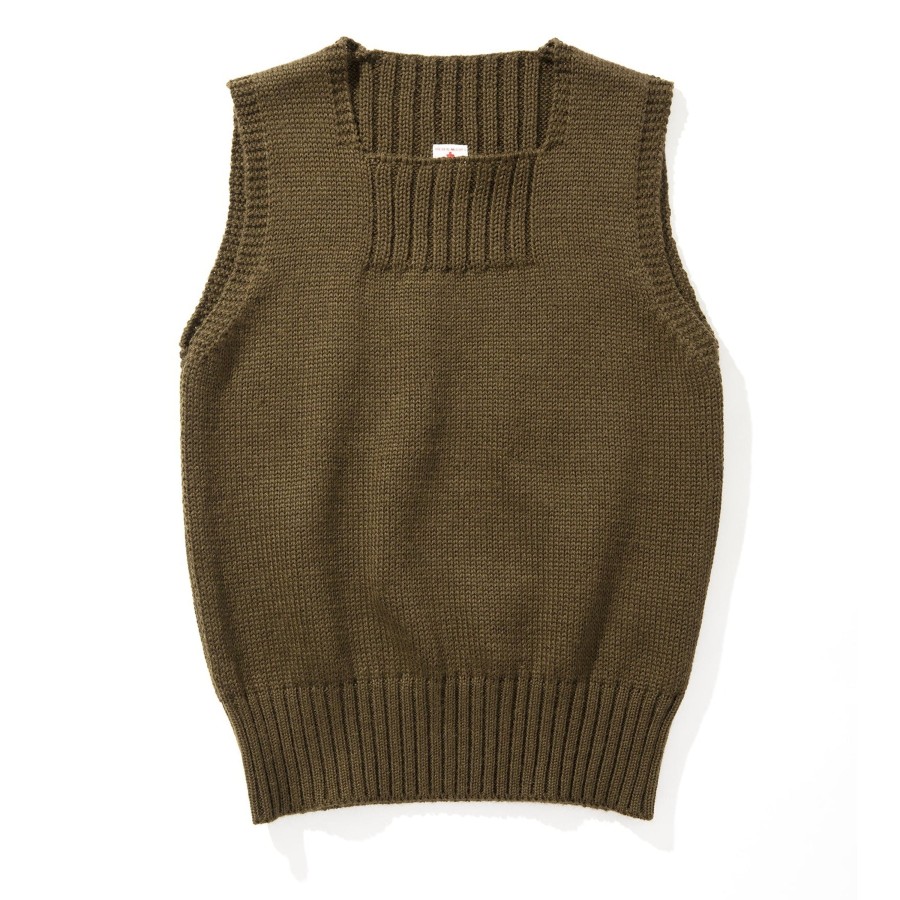 The Real McCoy's Sweater, Sleeveless Olive New