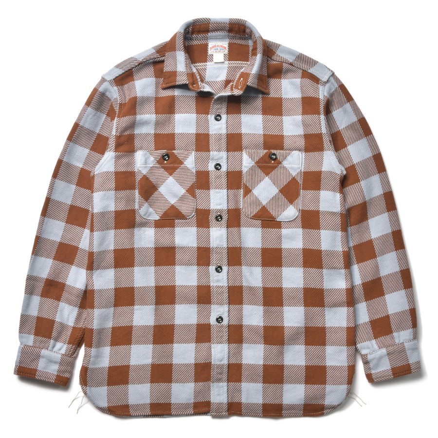 Joe McCoy 8Hu Buffalo Check Flannel Shirt 311 Saxe Brown Clearance