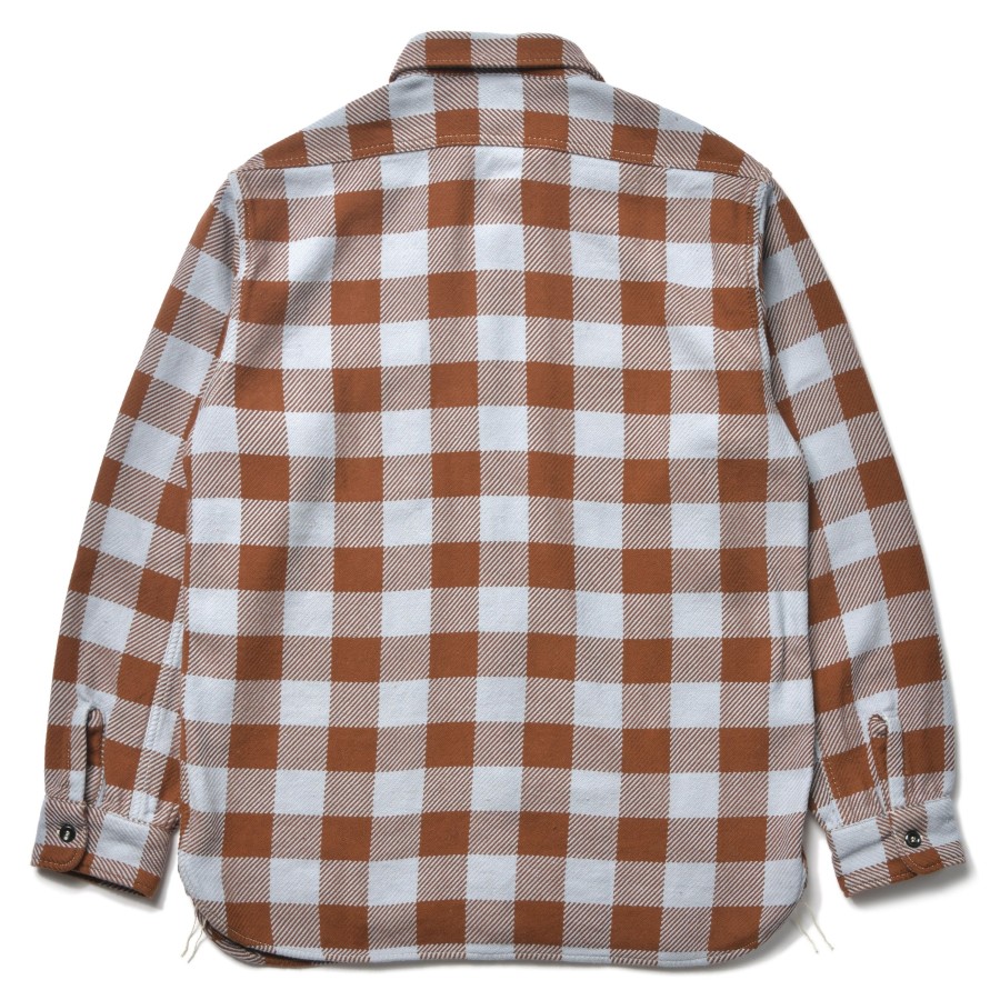 Joe McCoy 8Hu Buffalo Check Flannel Shirt 311 Saxe Brown Clearance