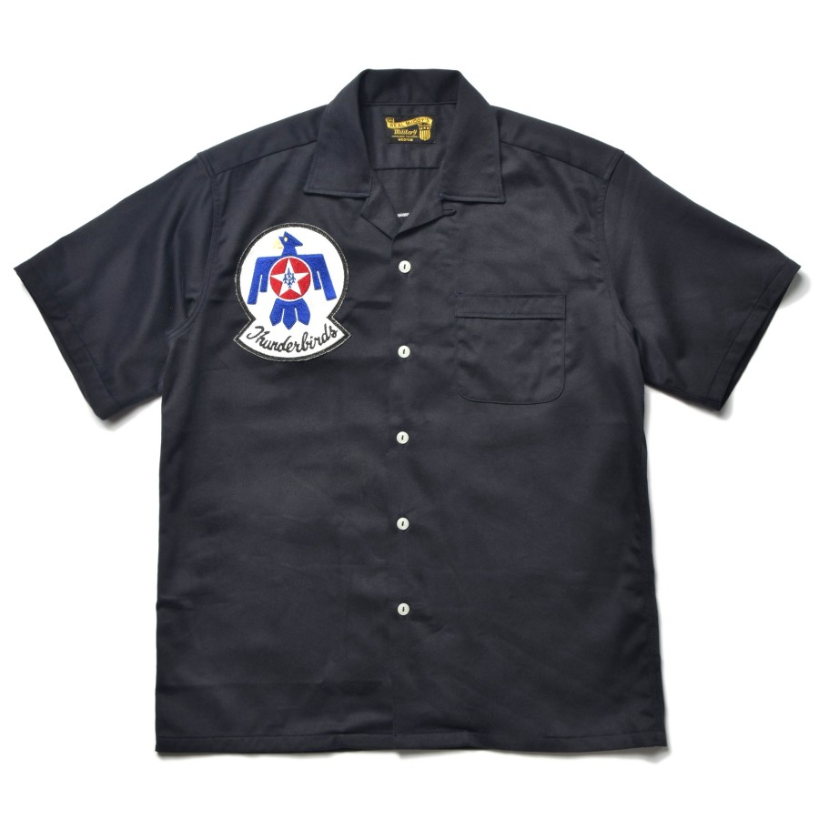 The Real McCoy's Rayon Open Collar Shirt / Thunderbirds 140 Navy Hot