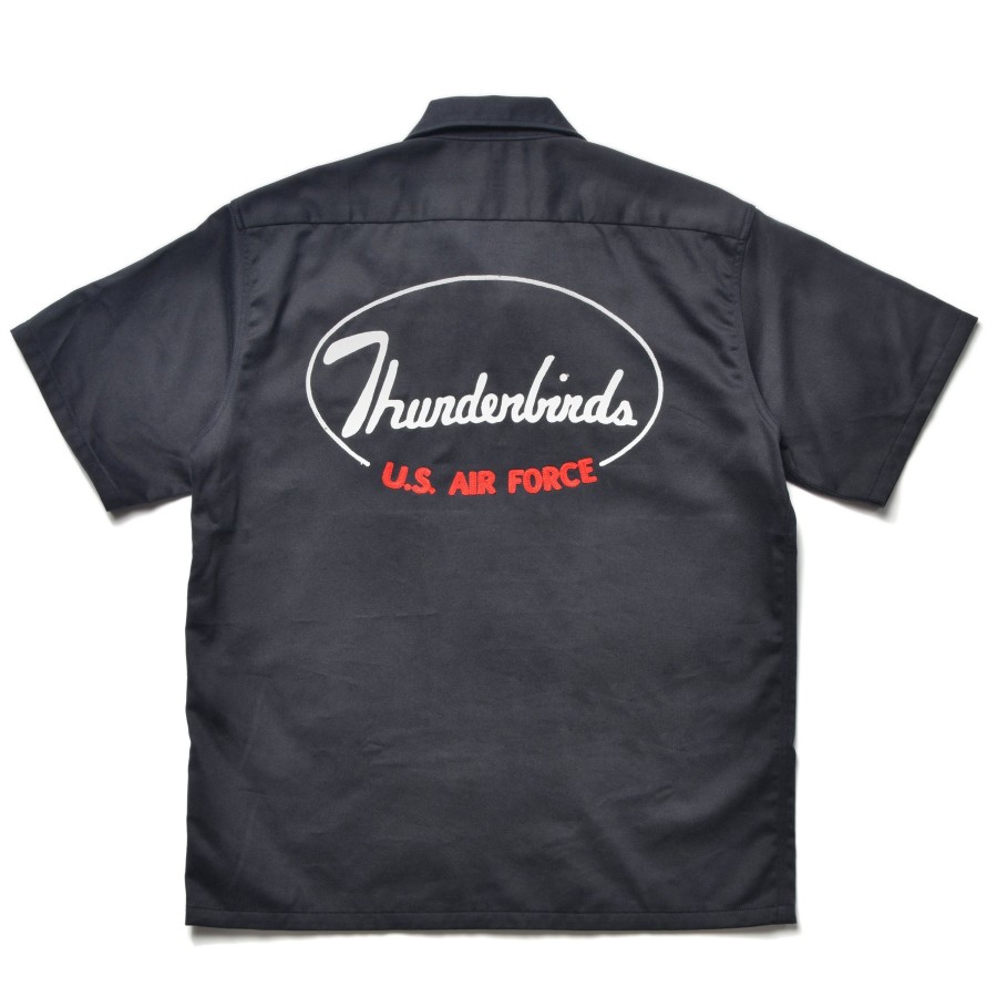 The Real McCoy's Rayon Open Collar Shirt / Thunderbirds 140 Navy Hot