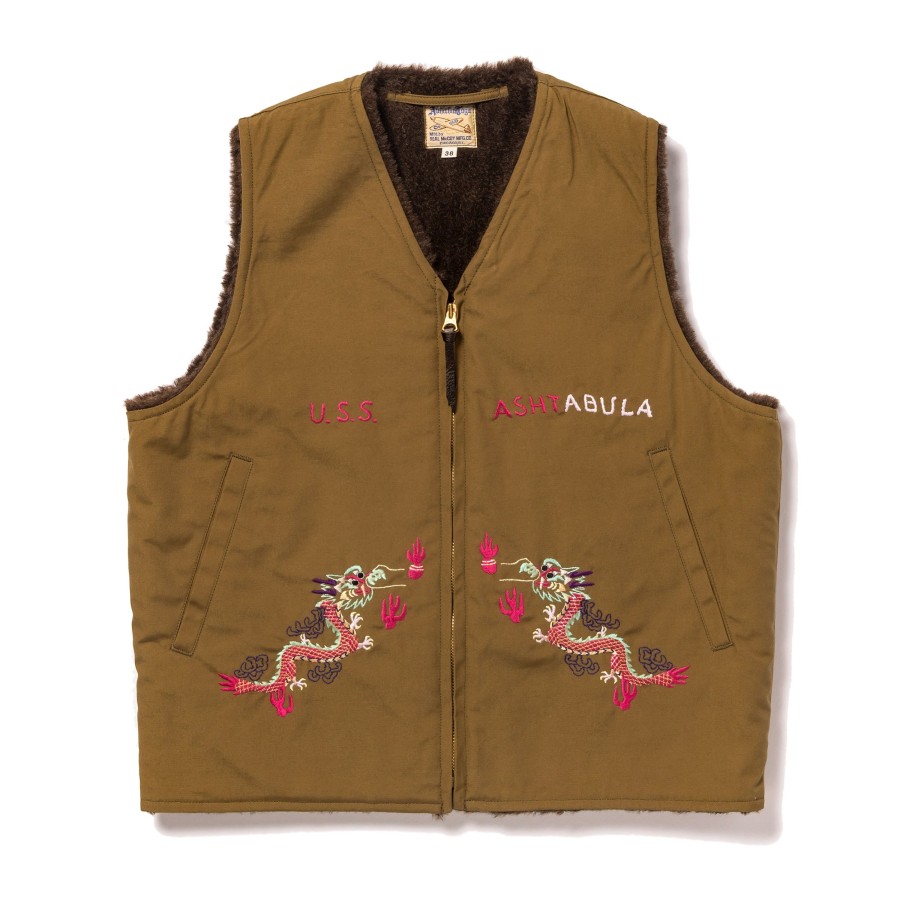 The Real McCoy's Alpaca Vest / Uss Ashtabula Khaki Hot