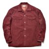 Joe McCoy Corduroy Open Collar Shirt 100 Burgundy Hot