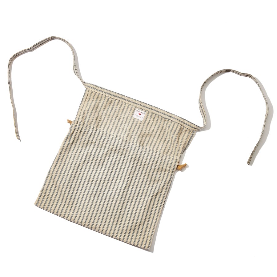 The Real McCoy's Ticking Stripe Apron Bag 012 Ecru Clearance