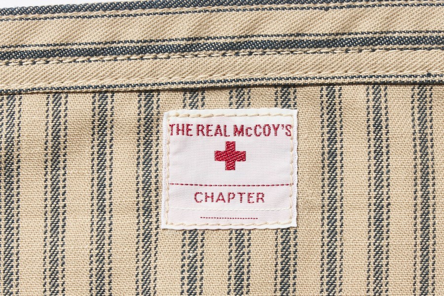 The Real McCoy's Ticking Stripe Apron Bag 012 Ecru Clearance