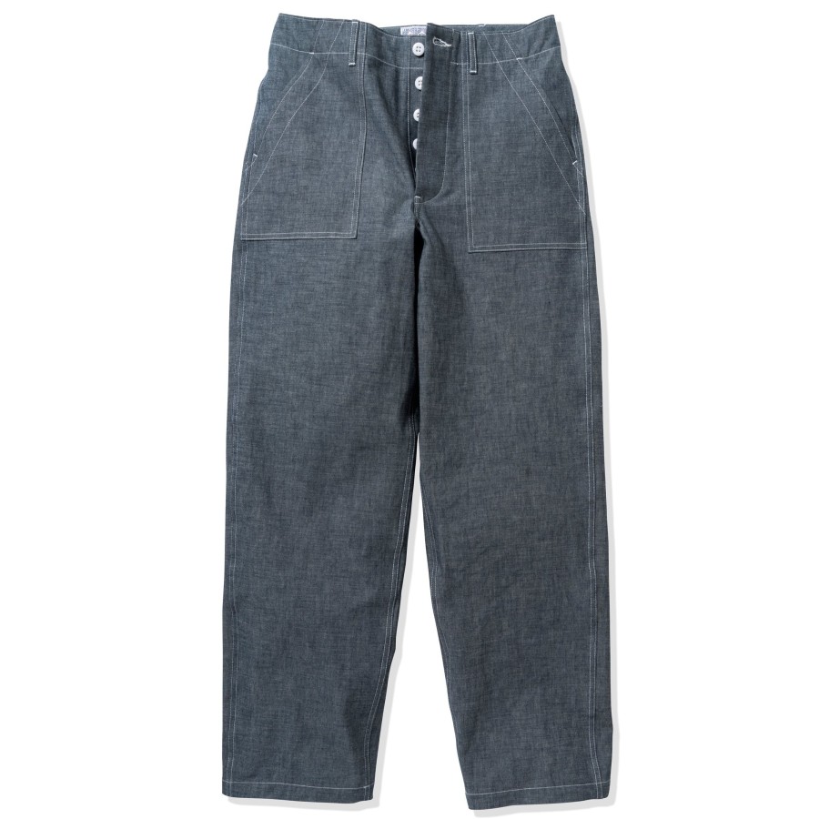 Joe McCoy 8Hu Light Chambray Utility Trousers Light Blue Clearance