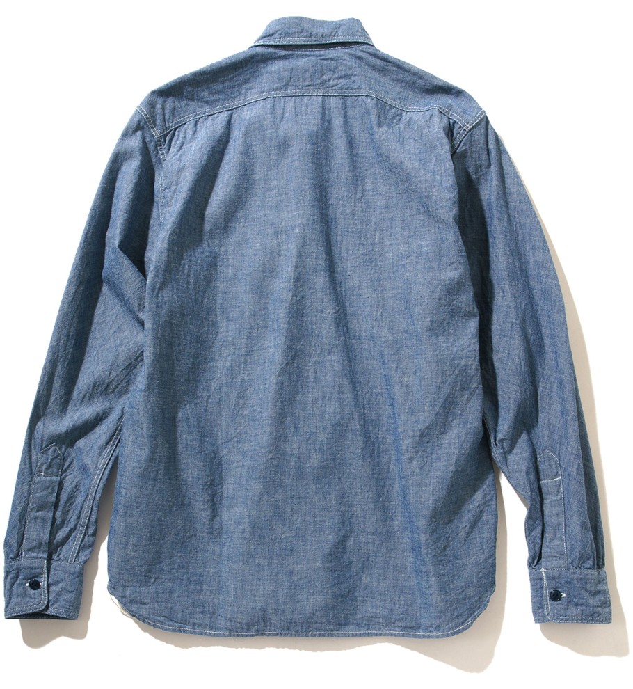 The Real McCoy's U.S.N. Chambray Shirt L/S (Stencil) 120 Blue (Stencil) Wholesale