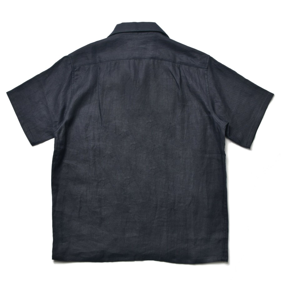 Joe McCoy Linen Open Collar Shirt 140 Navy New