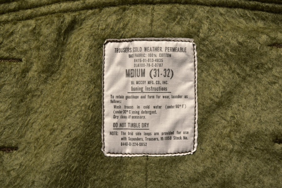 The Real McCoy's U.S.N. A-2 Deck Trousers Olive New