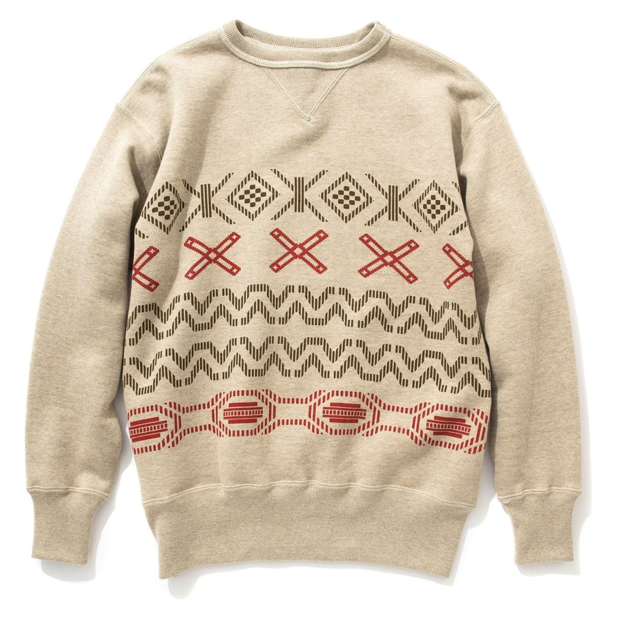 Joe McCoy Printed Native Pattern Sweatshirt Oatmeal Hot