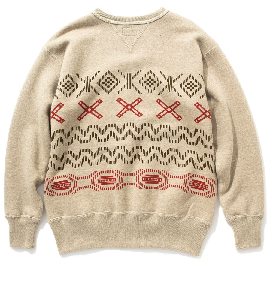 Joe McCoy Printed Native Pattern Sweatshirt Oatmeal Hot