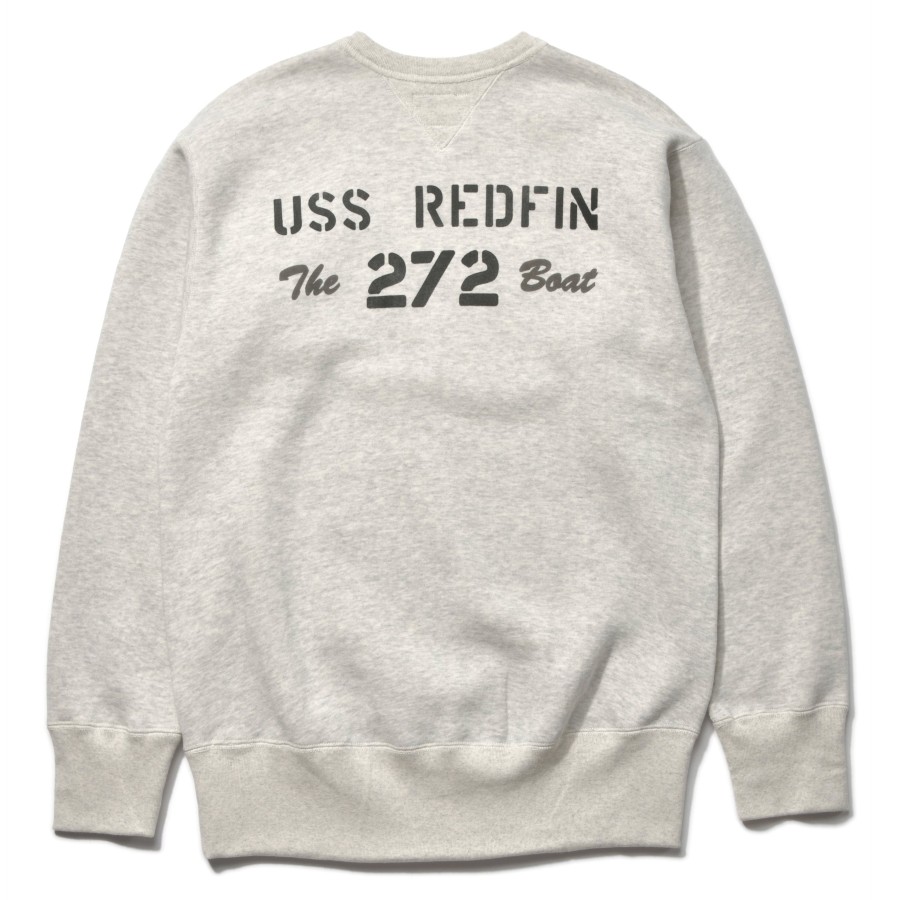 The Real McCoy's Military Print Sweatshirt / Uss Redfin 022 Snow Gray Clearance