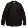 Joe McCoy Double Diamond Band Collar Sateen Shirt Black Best