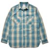 Joe McCoy 8Hu Ombre Check Summer Flannel Shirt 112 Turquoise Best